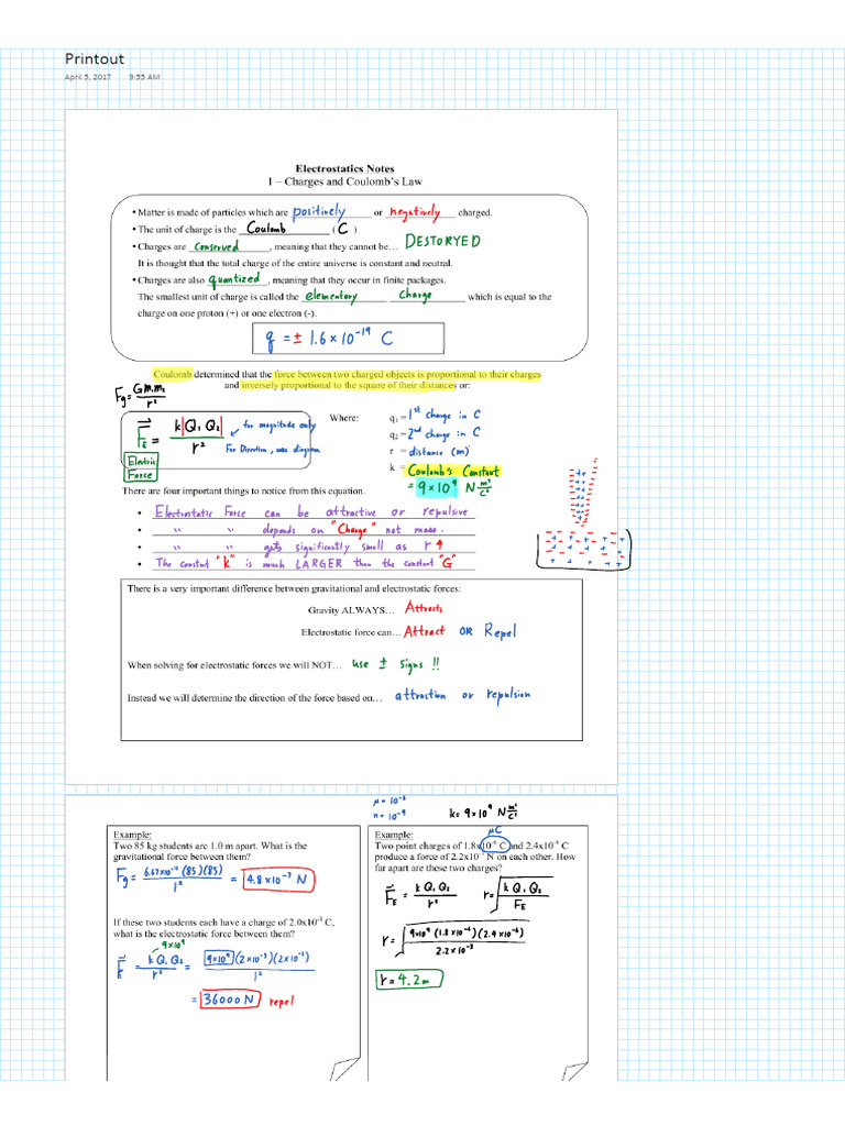 Electrostatic Note 02 Answer Key | PDF