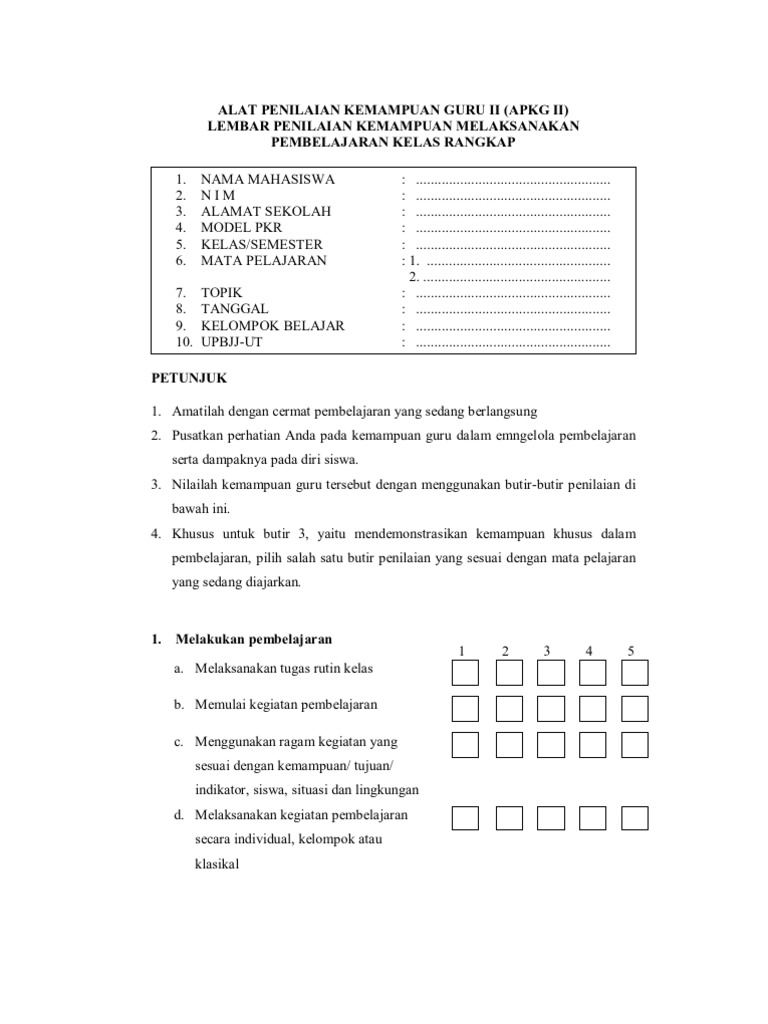 Rpp Kelas Rangkap Model 222 Doc Seputar Model