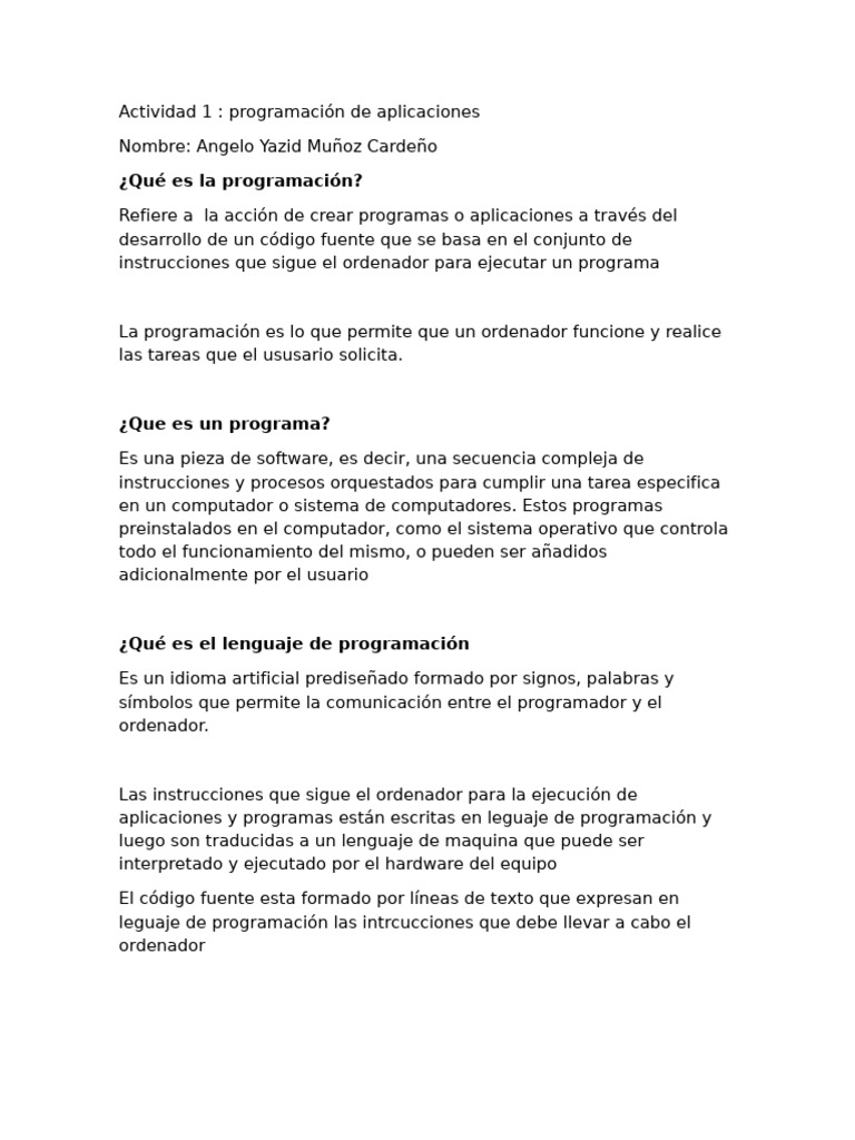 Actividad 1 | PDF | Programación de computadoras | Programación