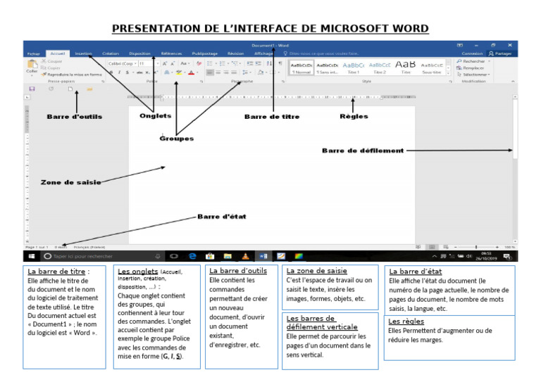 Présentation de l'interface Word 2010 | PDF