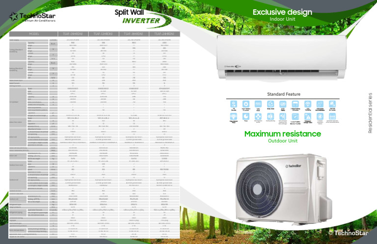 Residential Split Air Conditioner Specs | PDF | Thermostat | Building ...