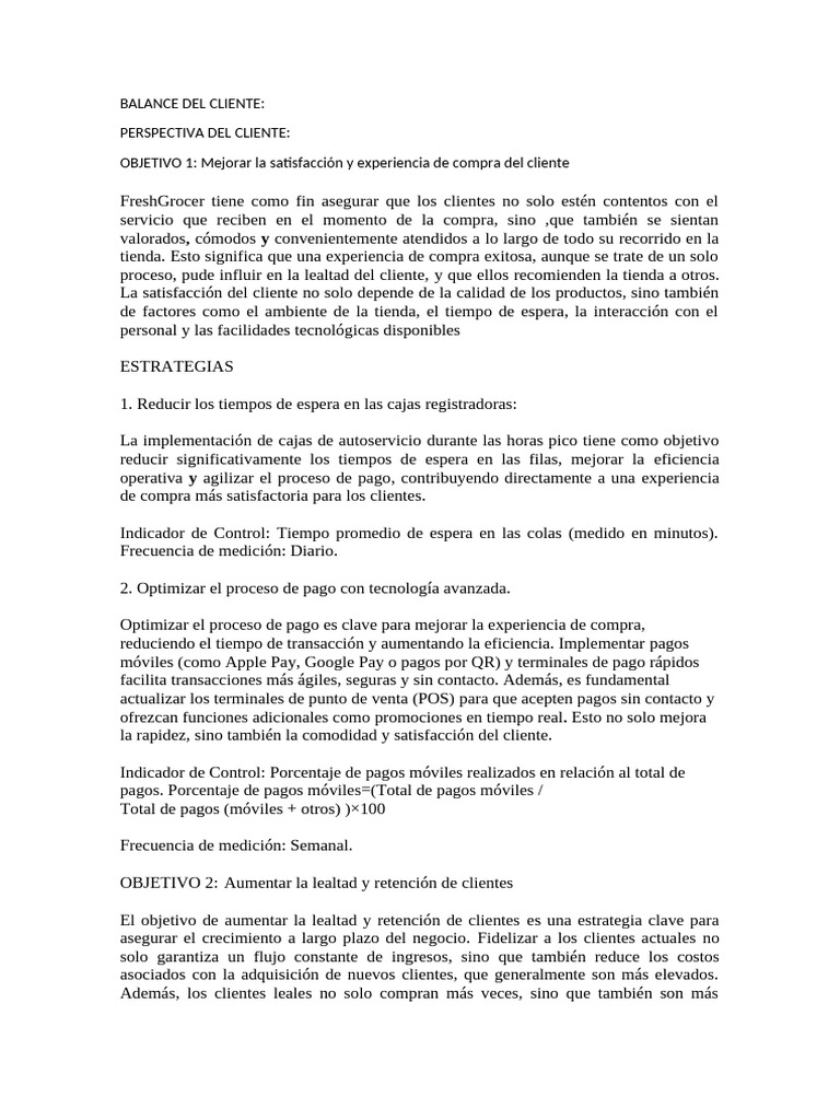 Balance Del Cliente | PDF | La satisfacción del cliente | Cliente