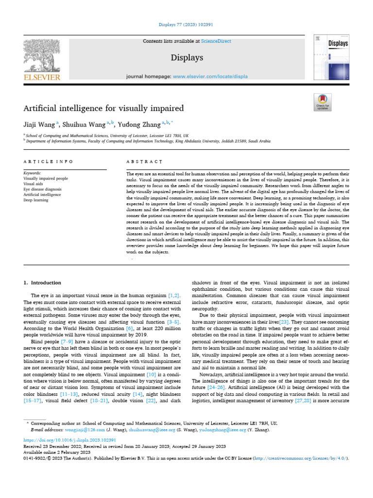 AI Enhancements for Visual Impairment | PDF | Visual Impairment ...
