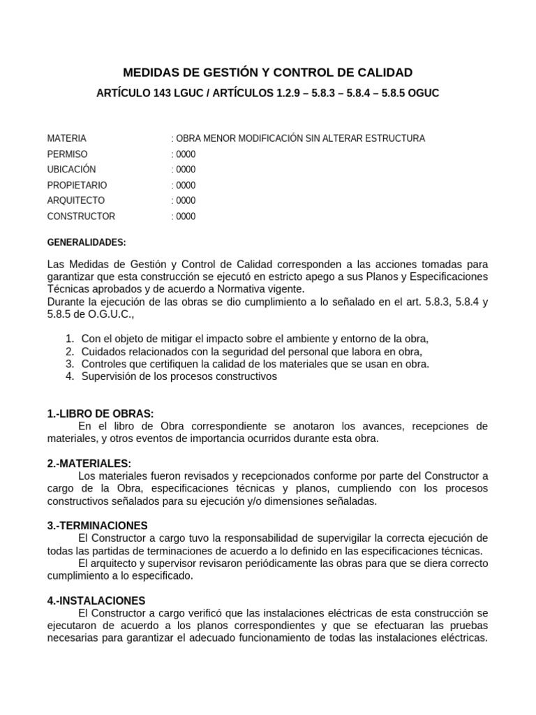 Control de Calidad en Obras Menores | PDF | Arquitecto