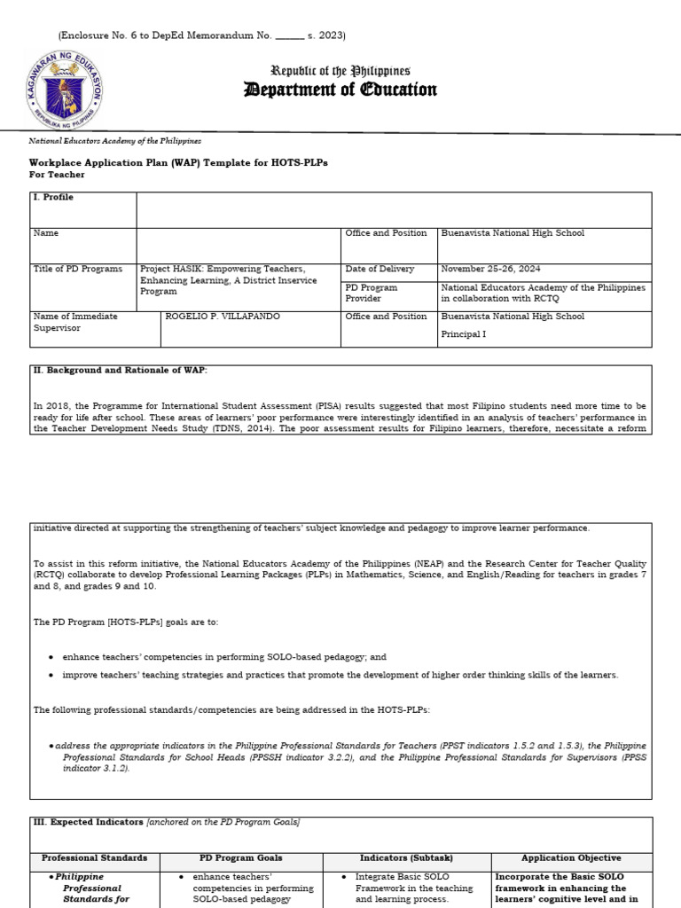 WAP Template for Araling Panlipunan | PDF | Educational Assessment ...