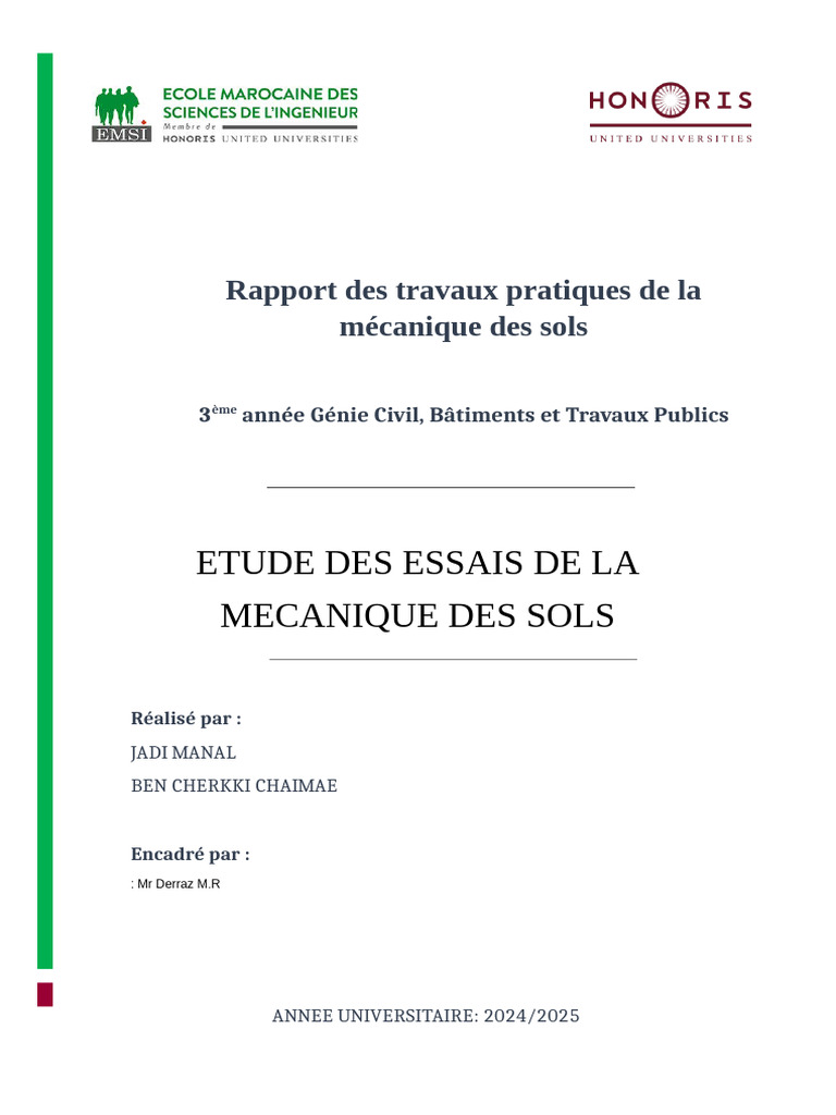 Essais en Mécanique des Sols 2024/2025 | PDF | Mécanique des sols | Sol ...