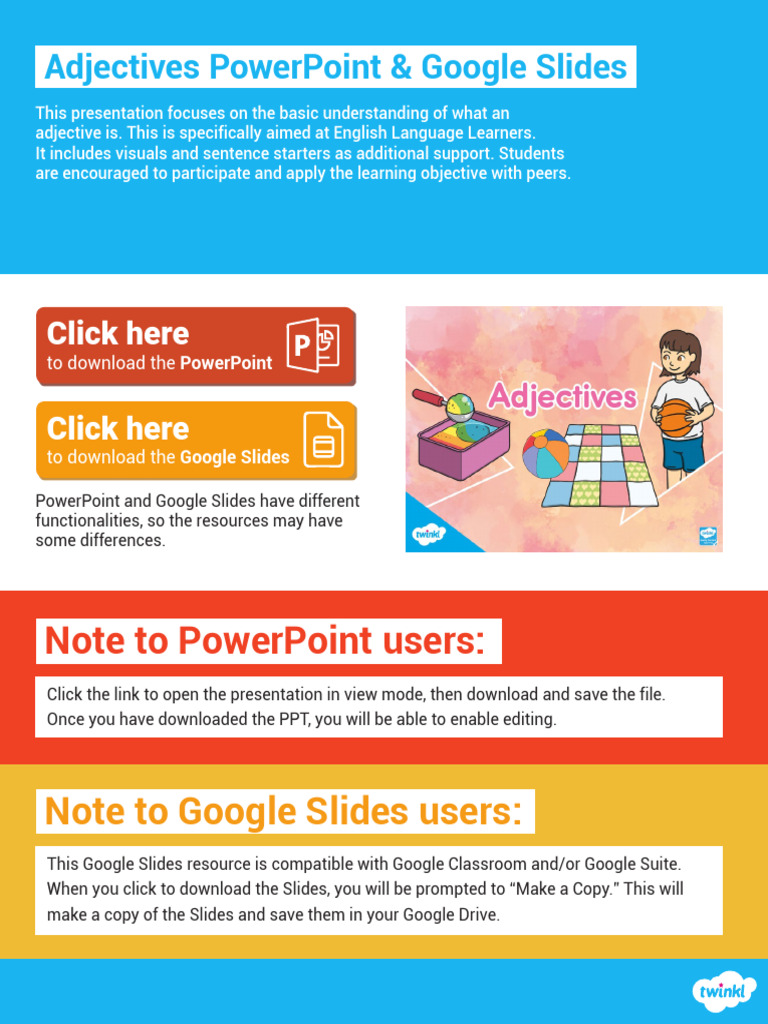 Adjectives Powerpoint and Google Slides Us e 1675040426 - Ver - 1 | PDF