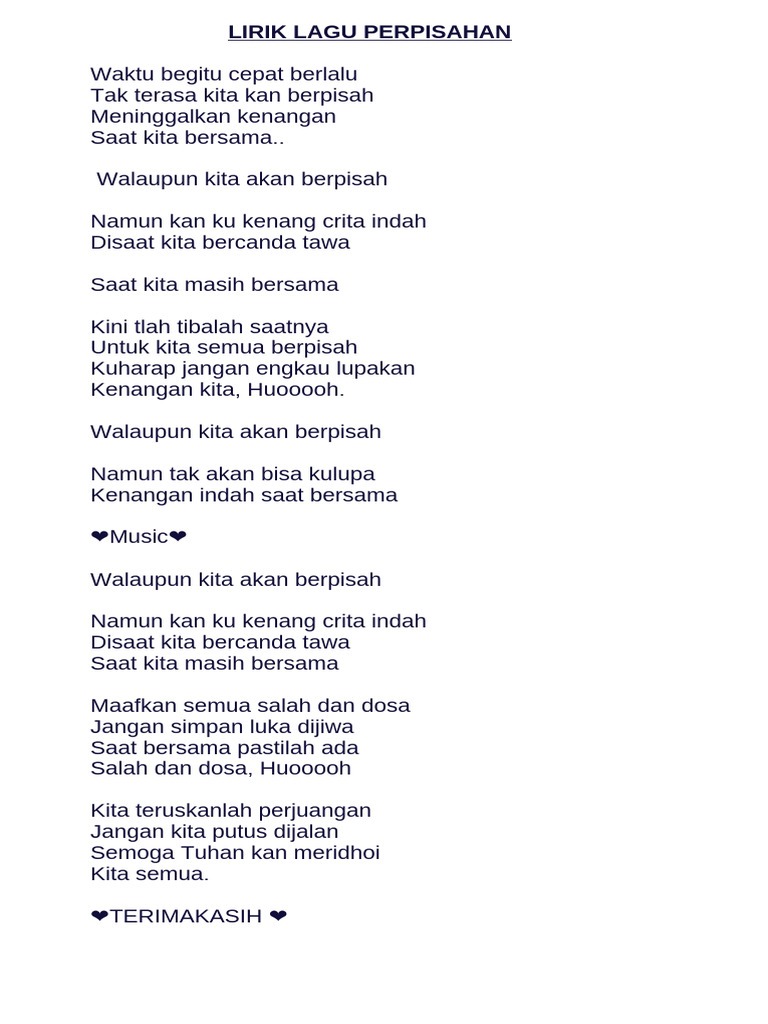 Lirik Lagu Perpisahan yang Indah | PDF
