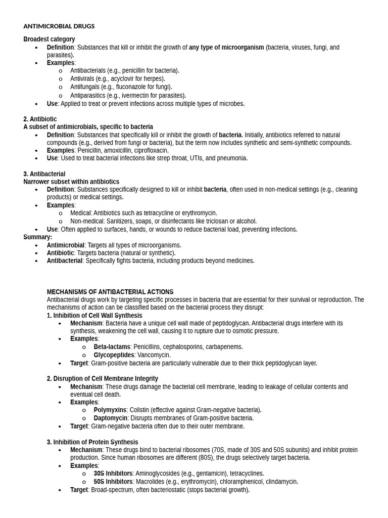 Antibiotic Classification and Mechanisms | PDF | Beta Lactamase ...