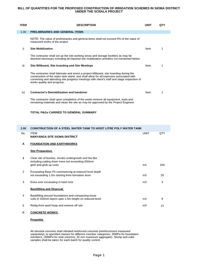 Form H Lot 1 Sioma and Senanga | PDF | Concrete | Pipe (Fluid Conveyance)