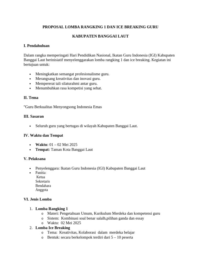 Lomba Rangking 1 dan Ice Breaking Guru 2025 | PDF