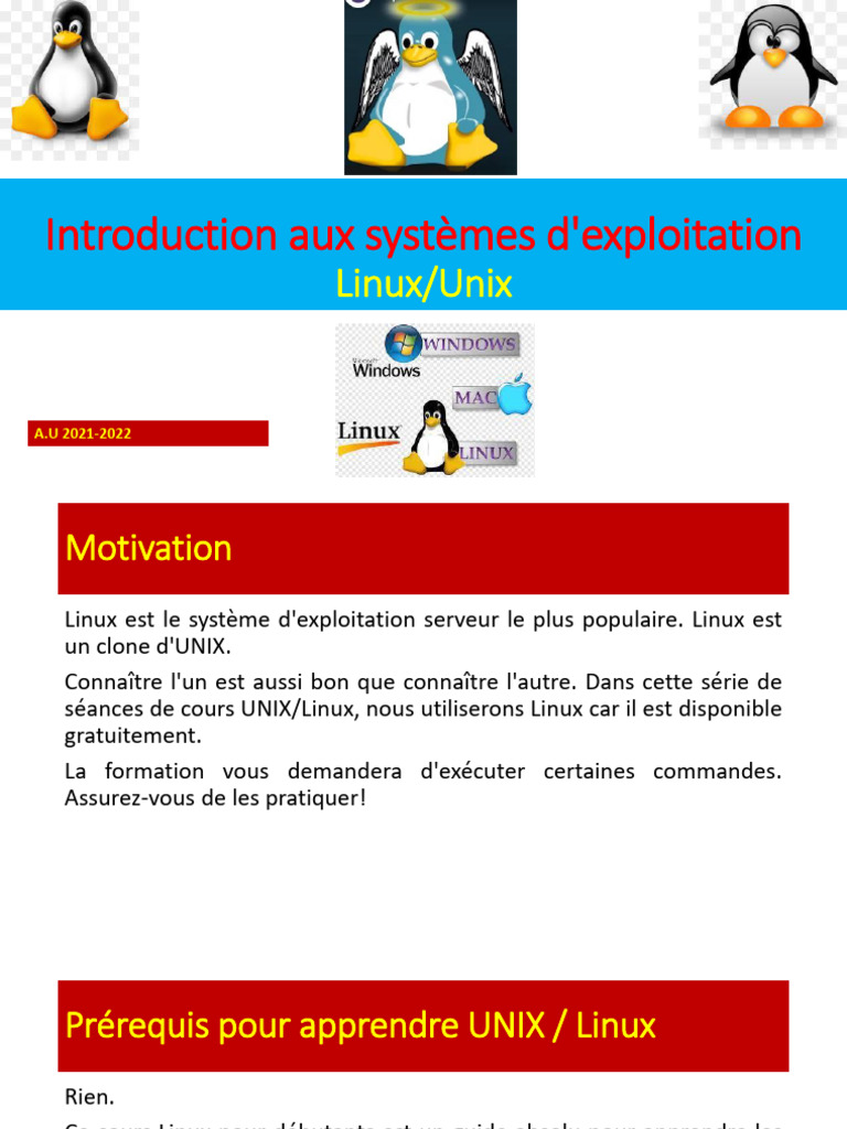 Introduction au système d'exploitation Linux | PDF | Linux ...