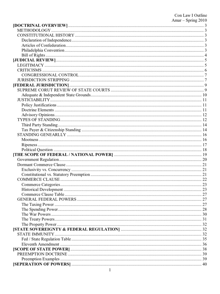 Constitutional Law - Amar - F2010 - Outline | PDF | United States ...