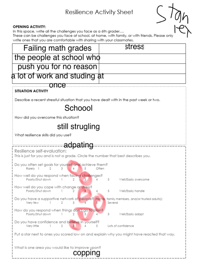 Resilience Activity Sheets | PDF | Psychological Resilience | Psychology