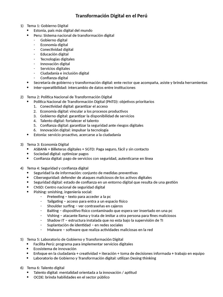Anotaciones Del Curso Transformación Digital en El Perú | PDF | La ...