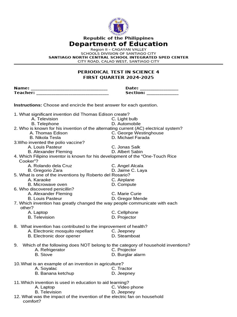 Science 4 Periodical Test 2024-2025 | PDF | Waste | Water