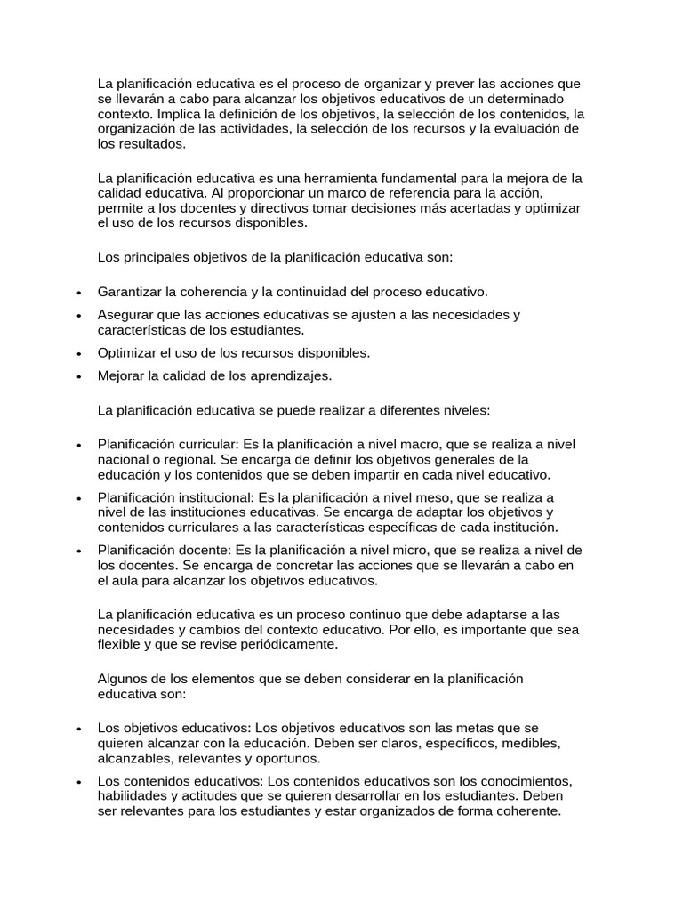 Planificación Educativa Efectiva | PDF | Evaluación | Planificación