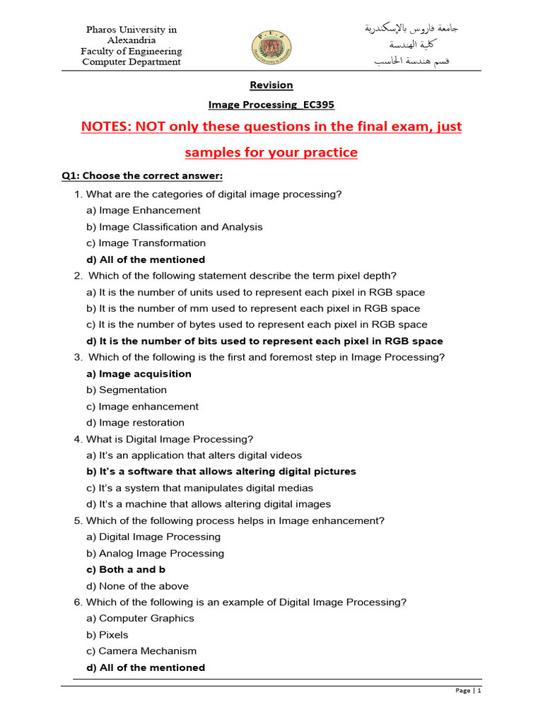 Digital Image Processing Exam Guide | PDF | Image Segmentation ...
