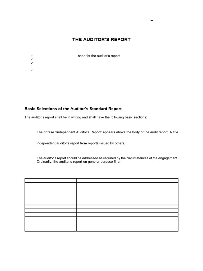 Audit Report Essentials for Students | PDF | Going Concern | Auditor's ...