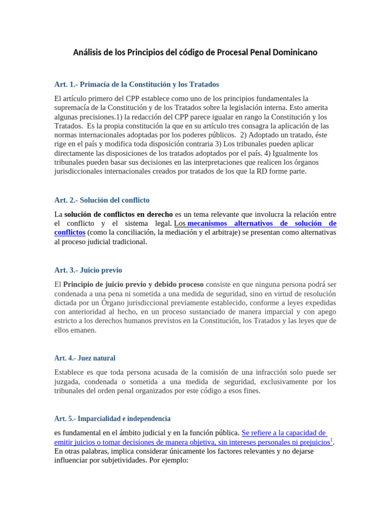 Principios del Código Procesal Penal RD | PDF | Debido al proceso | Juez