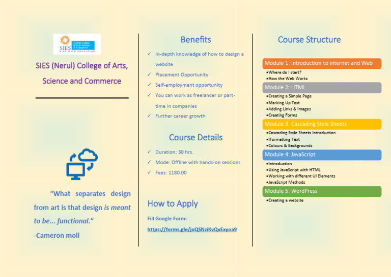 Web Designing Course at SIES College | PDF