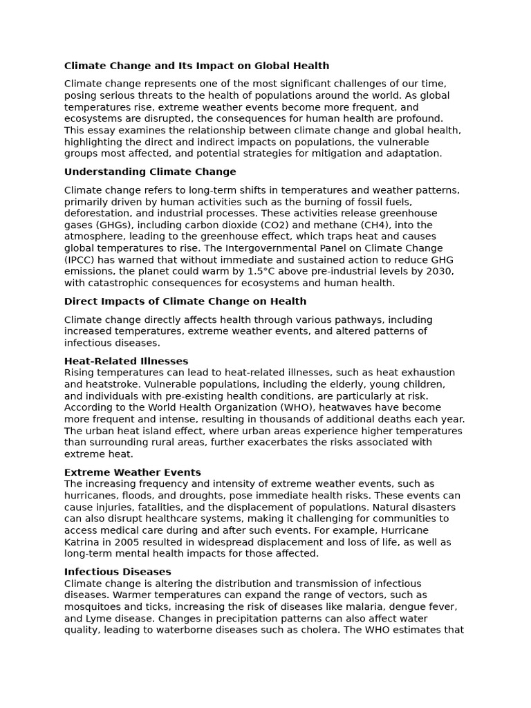 Climate Change and Its Impact On Global Health | PDF | Climate Change ...