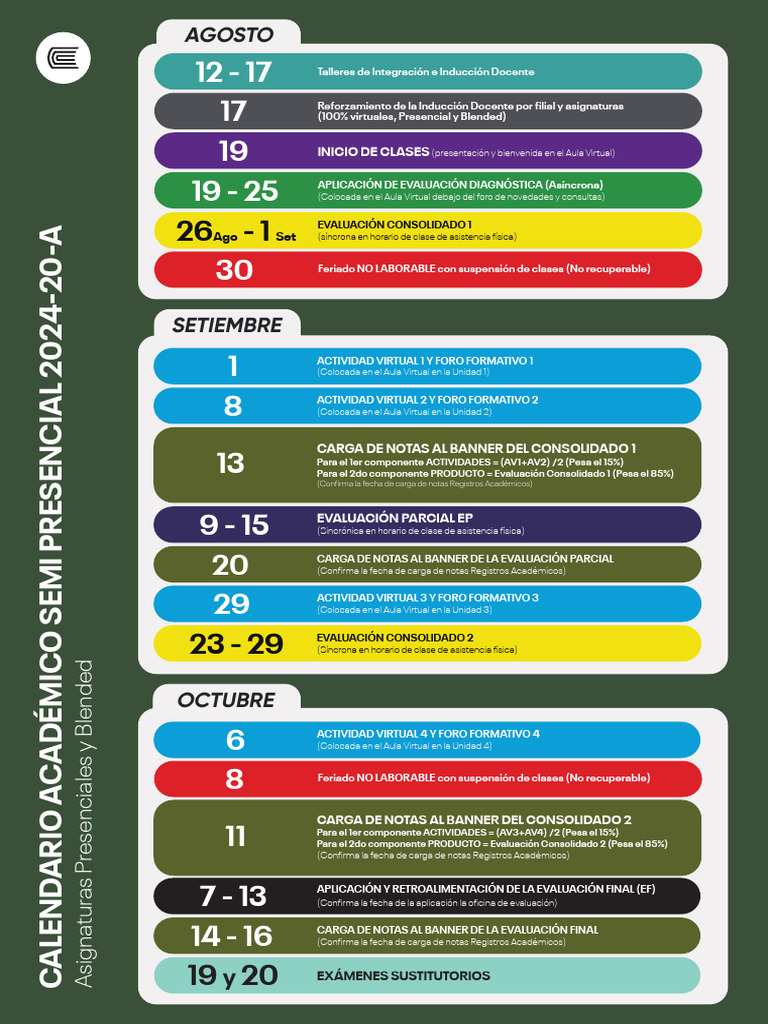 Calendario Académico Semi Presencial 2024 | PDF