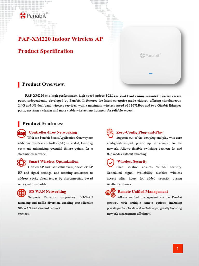 PAP-XM220 Product Specification | PDF | Ieee 802.11 | Computer Network