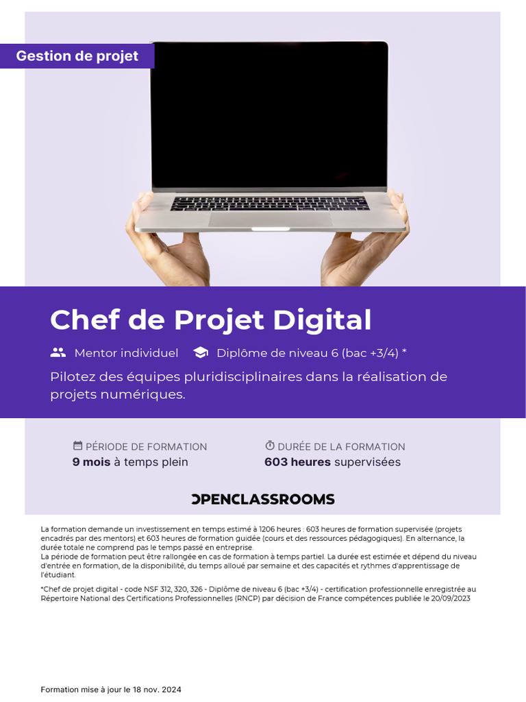Formation Chef de Projet Digital 9 mois | PDF | Chef de projet ...
