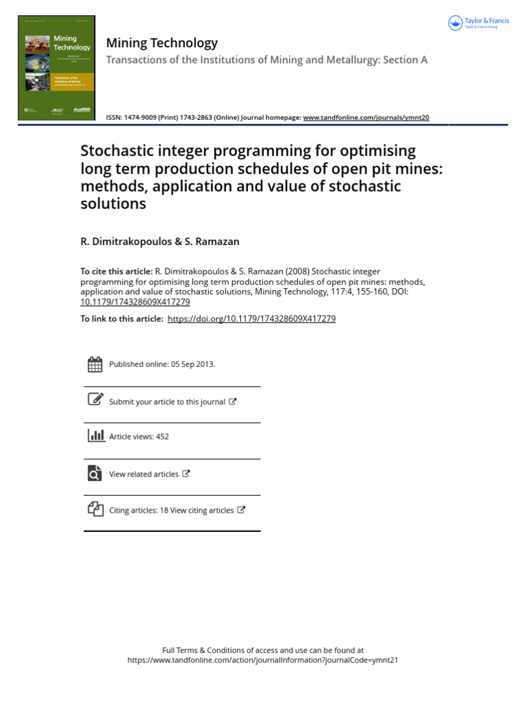 Stochastic Integer Programming For Optimising Long Term Production ...