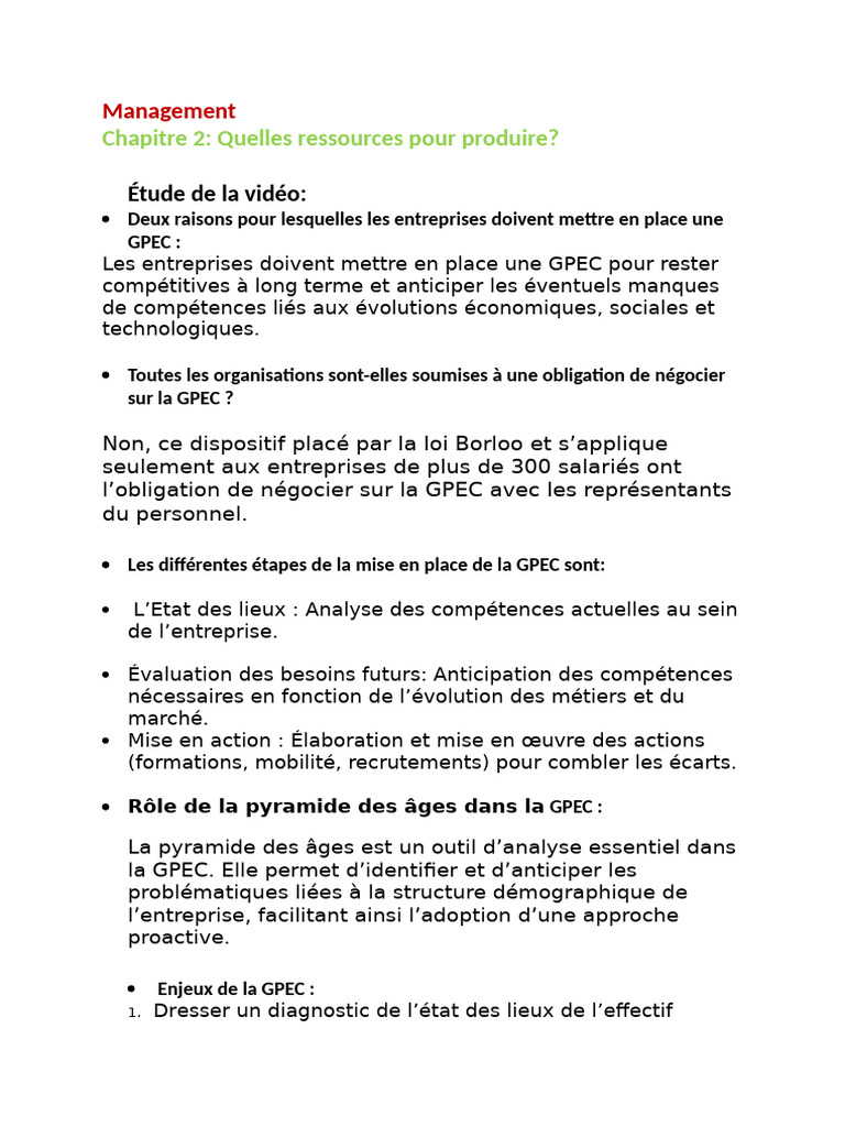 GPEC : Ressources et enjeux en entreprise | PDF | Business | Motivation
