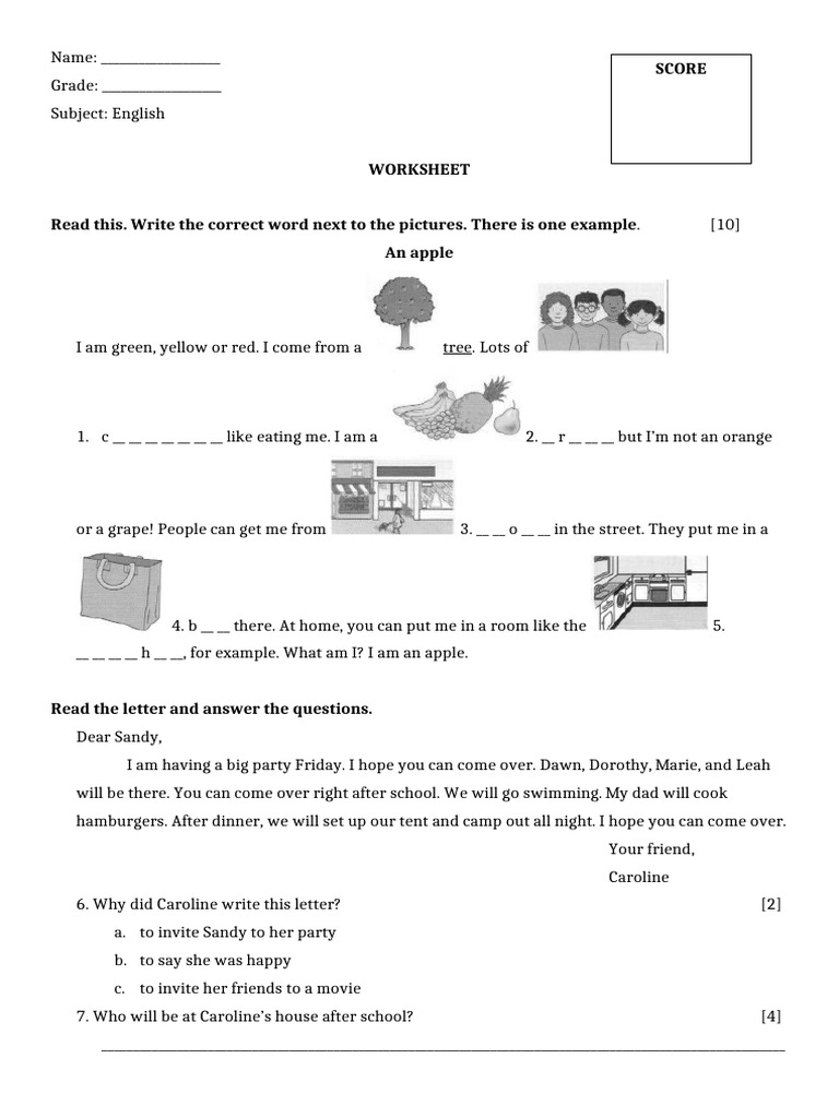 English Worksheet Sas | PDF
