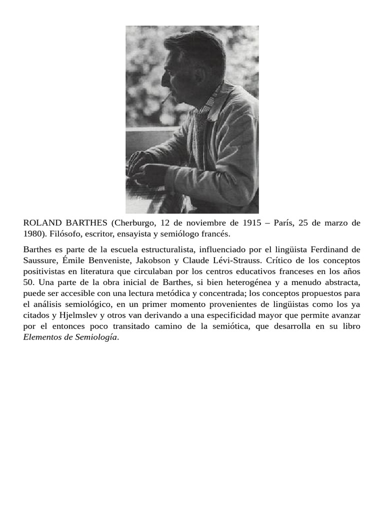 BARTHES | PDF | Semiótica | Educación en artes liberales