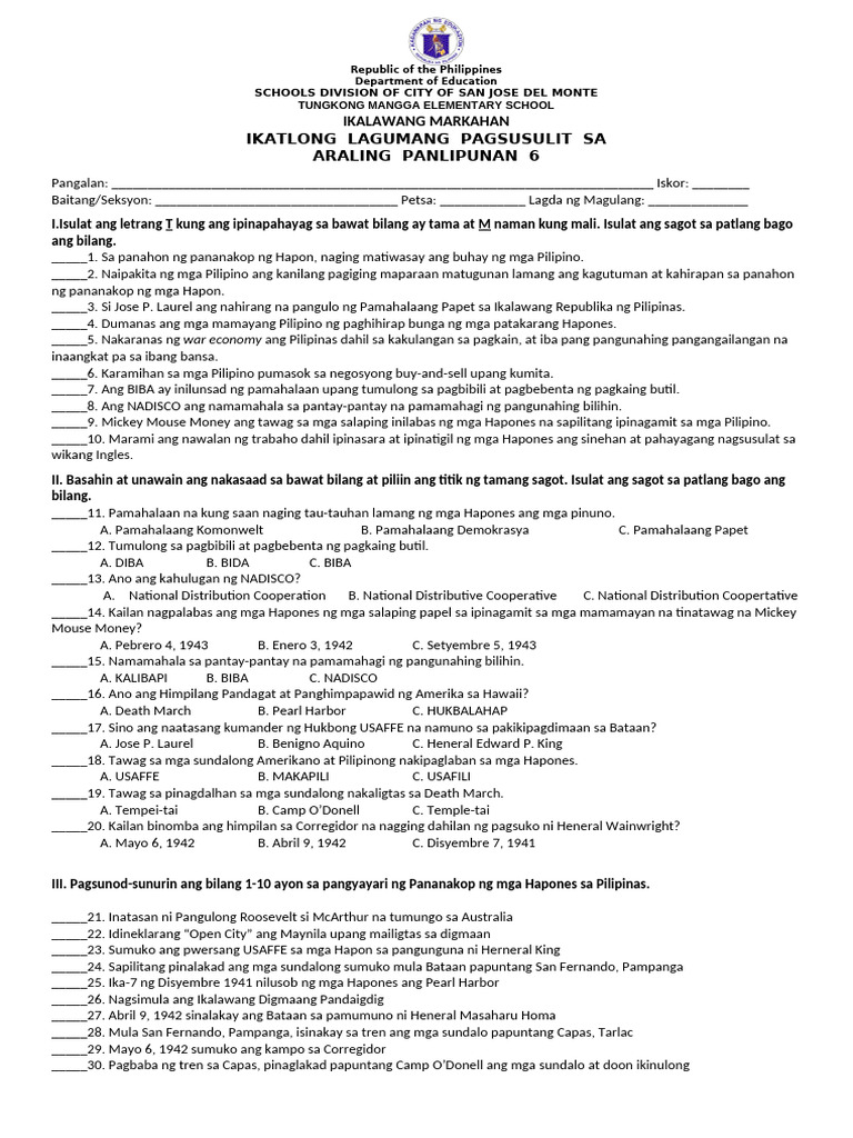 Ap6 Q2 Summative Test 3 Pdf