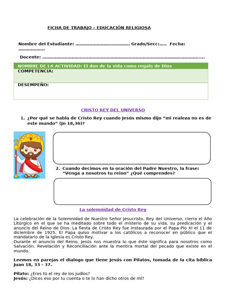 Ficha - Cristo Rey | PDF
