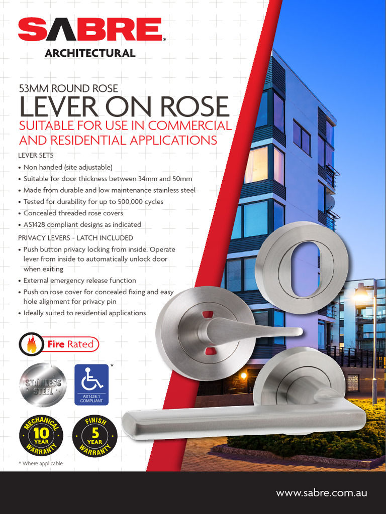 Sabre R53 Series Lever Sets Catalog | PDF