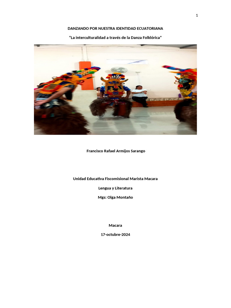 Danza Folklórica y Identidad Ecuatoriana | PDF | Folklore | Bailes