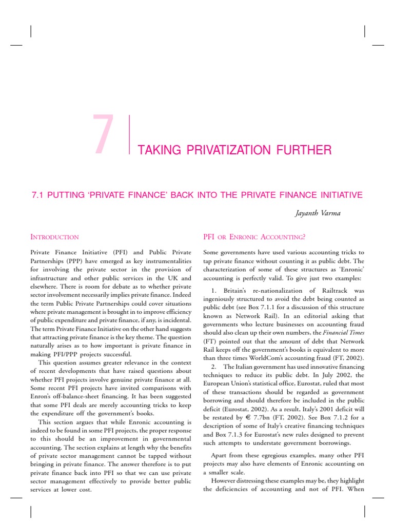 Reviving Private Finance in PFI/PPP | PDF | Finance & Money Management ...