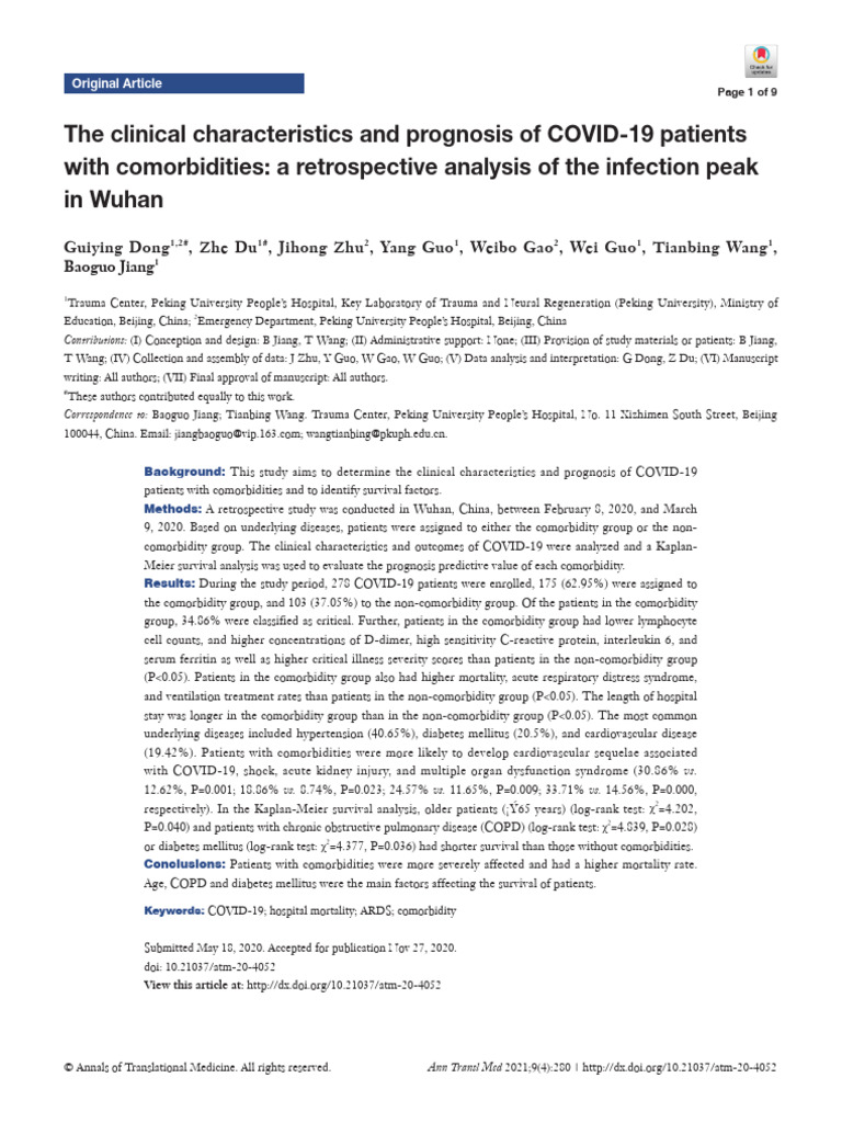 COVID-19 Patients With Comorbidities - A Retrospective Analysis of The ...