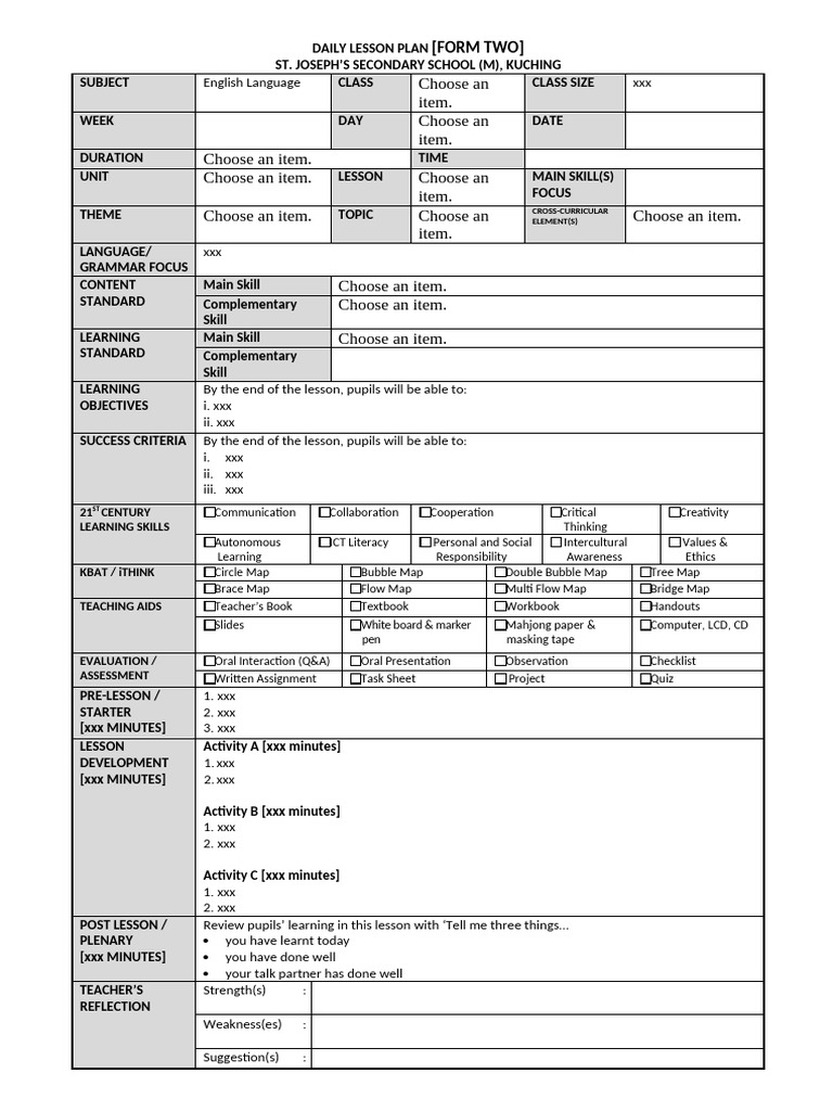 CEFR Lesson Plan Form 2 | PDF | Lesson Plan | Cognition