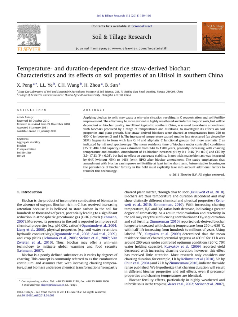 Effects of Rice Straw Biochar on Ultisol | PDF | Soil | Soil Fertility