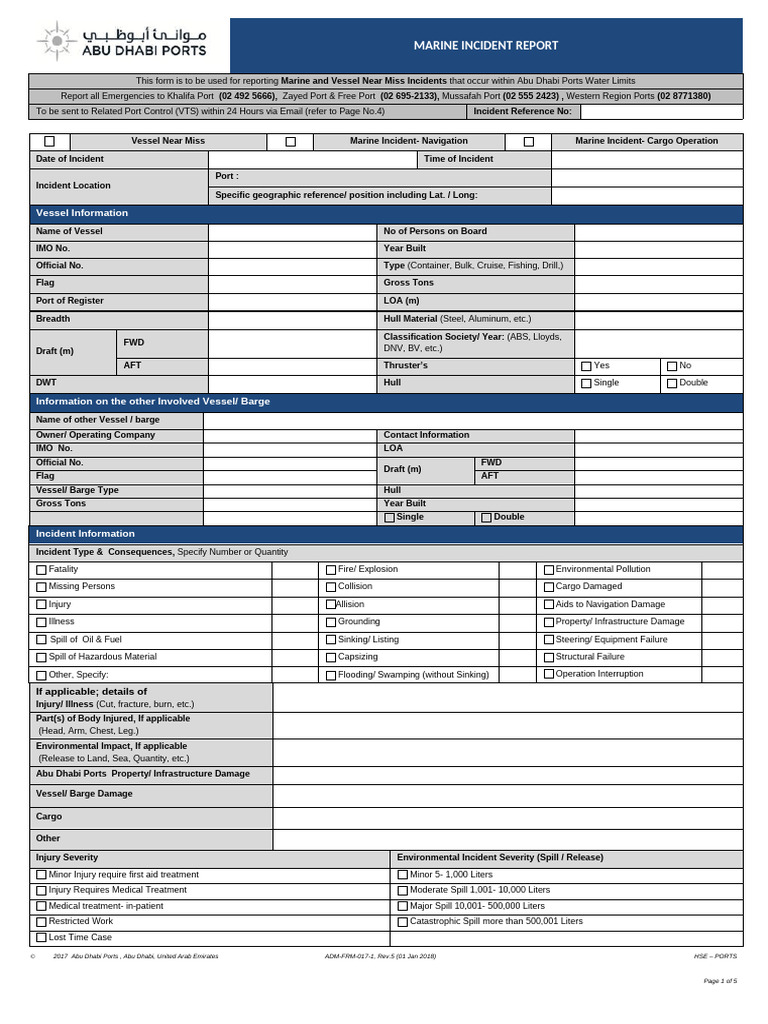 Doha Fire Incident Report Form | PDF | Ships | Port