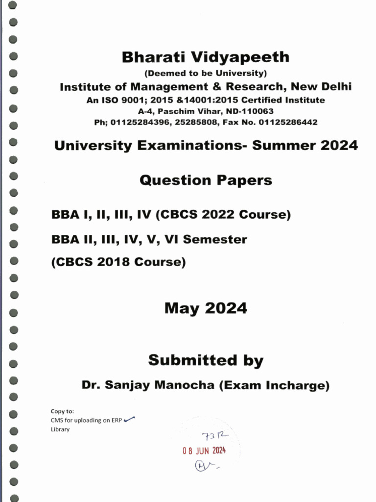 Bba Summer 2024 QP | PDF