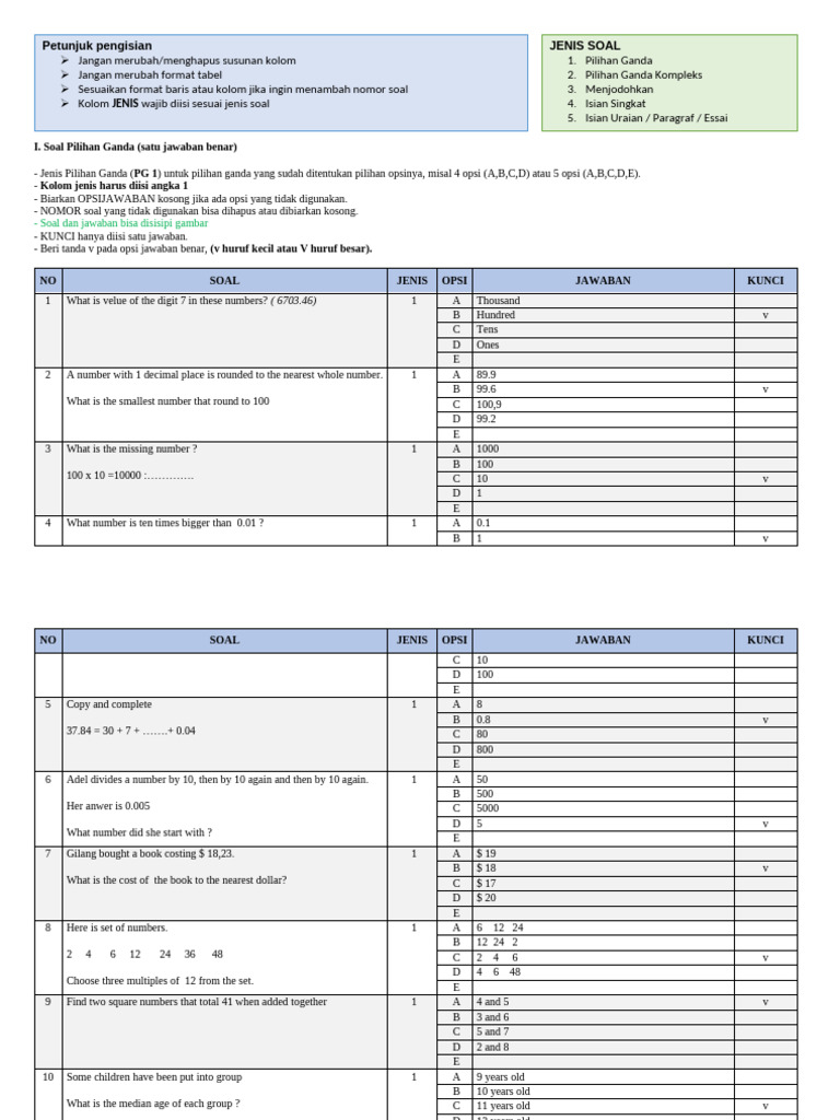 Soal Pilihan Ganda dan Uraian Matematika | PDF | Geometric Shapes ...
