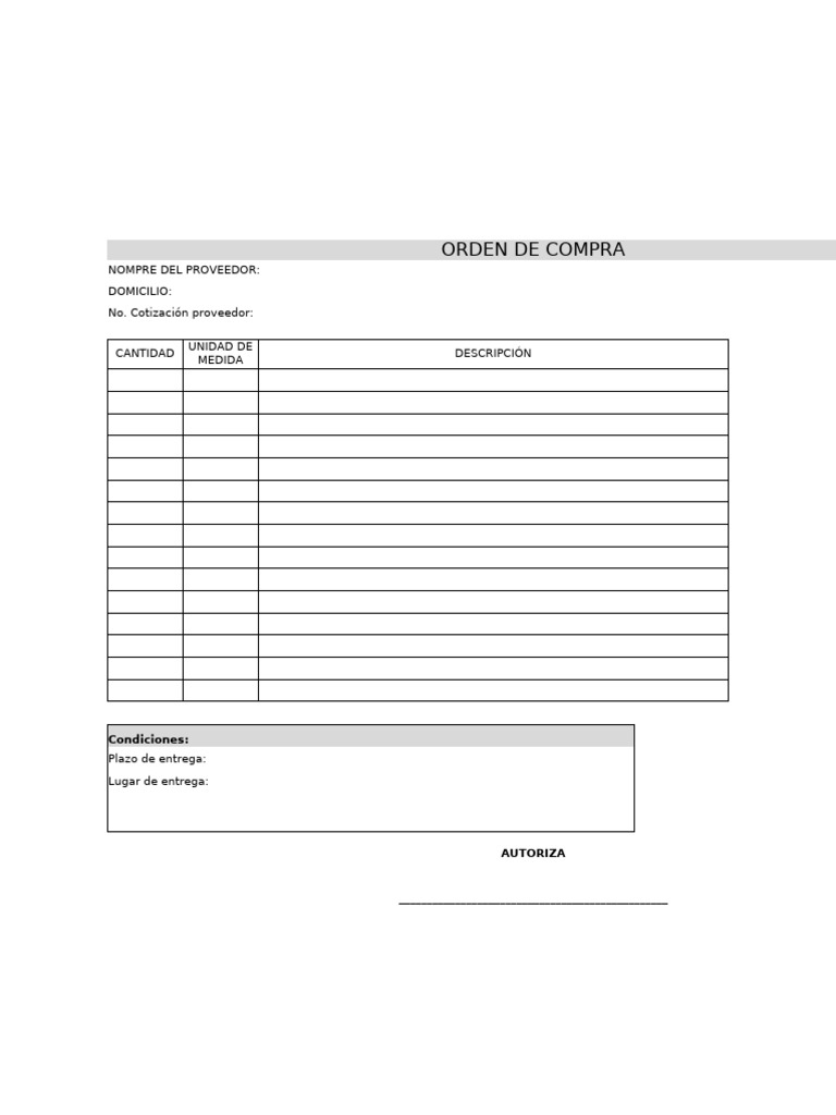 0 Orden de Compra - Formato | PDF