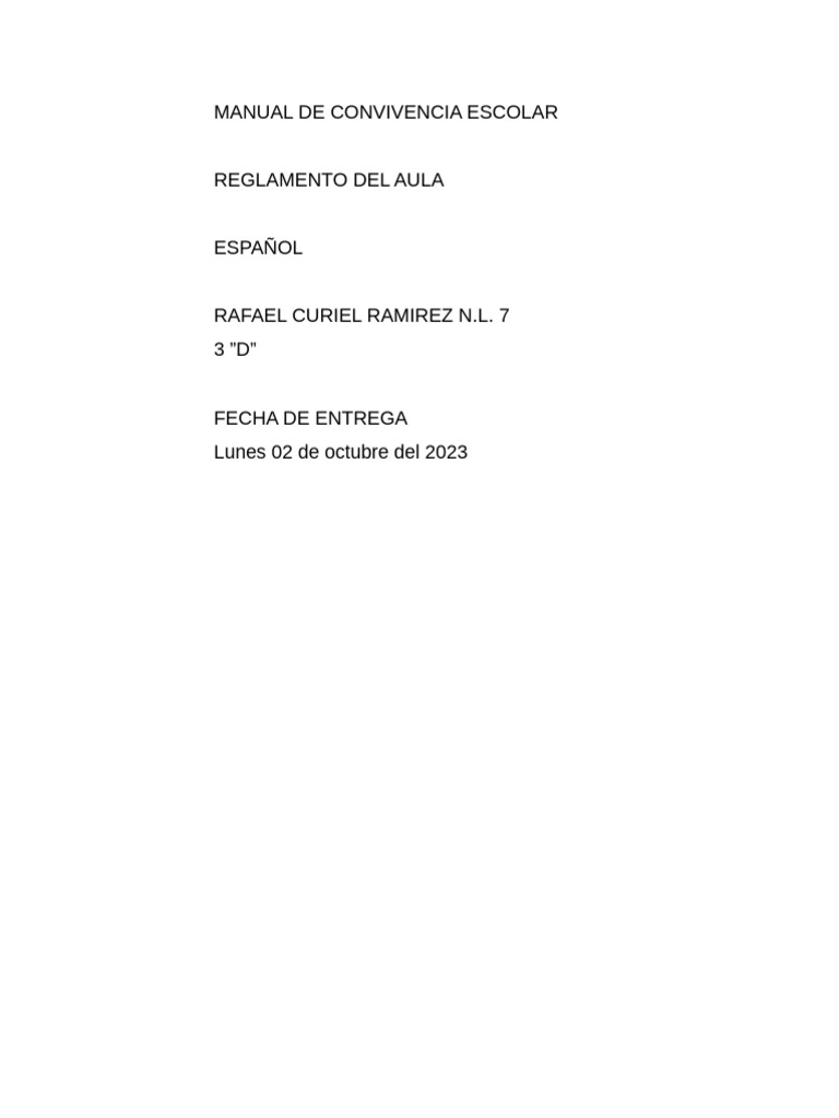 Manual De Convivencia Escolar Pdf
