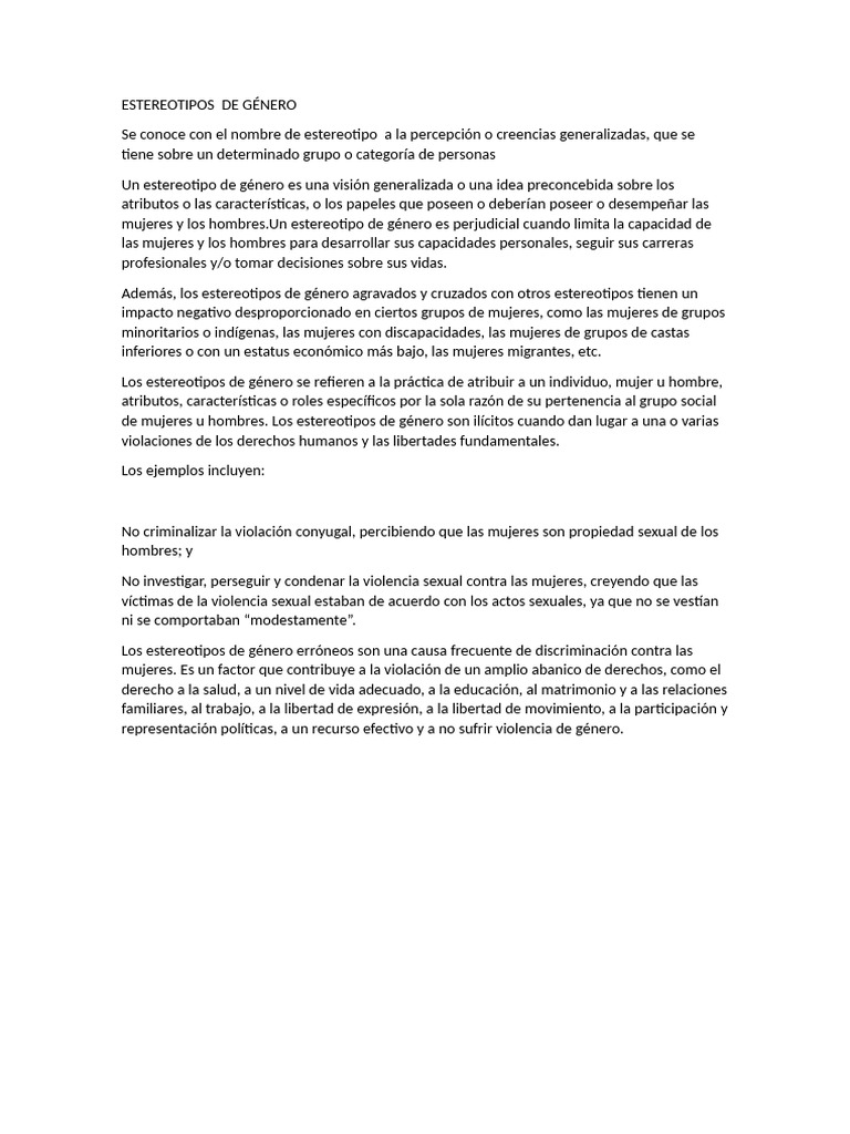 ESTEREOTIPOS de Género | PDF