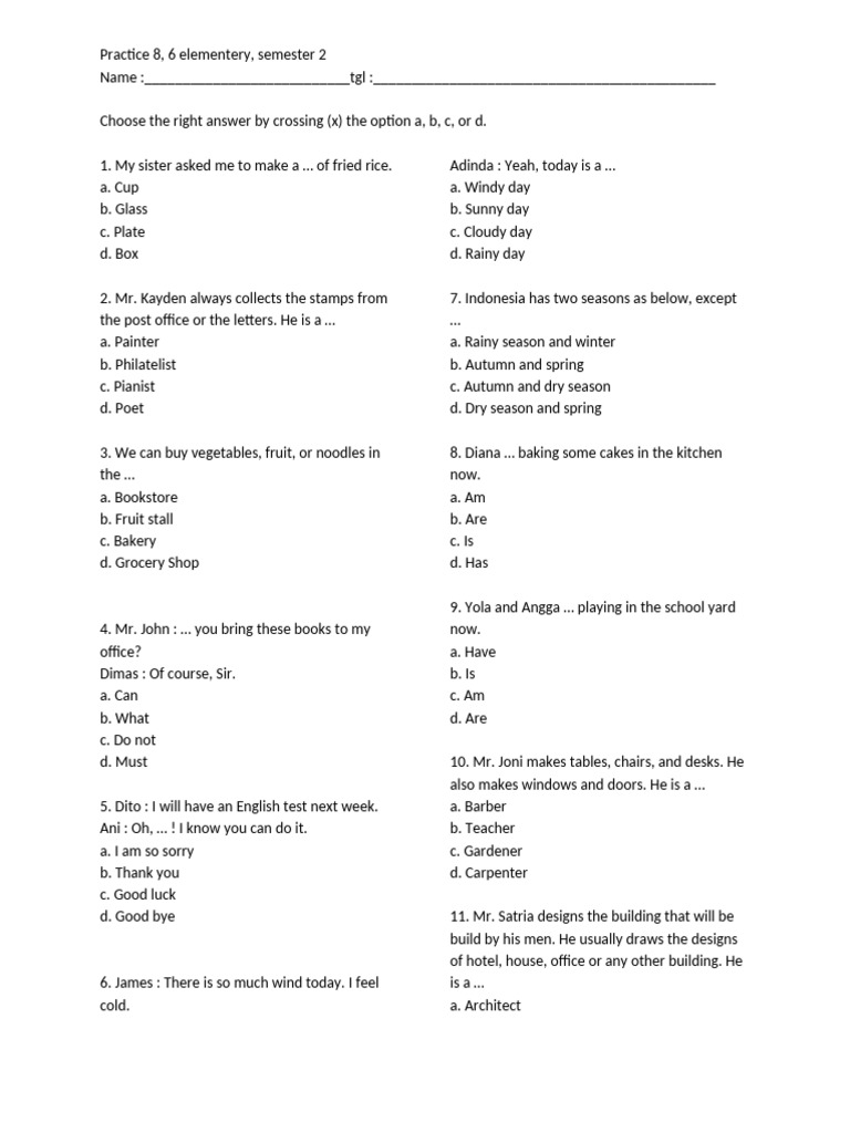 Practice 8, 6 SD Smster 2 | PDF