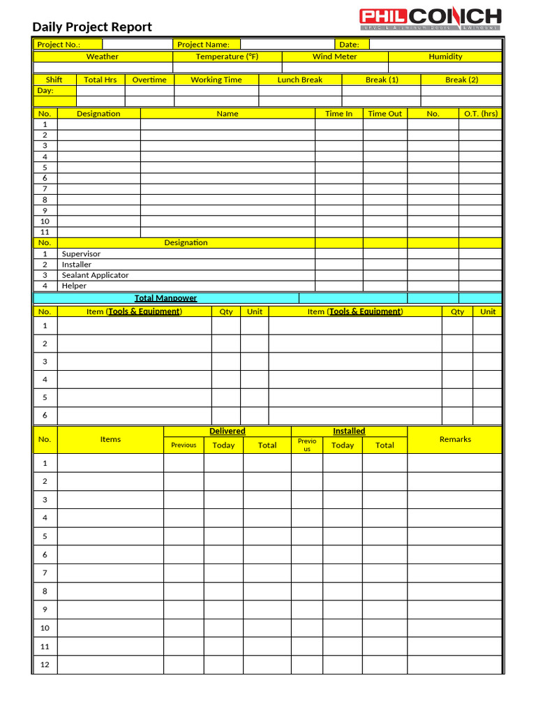 Daily Activity Report Pdf