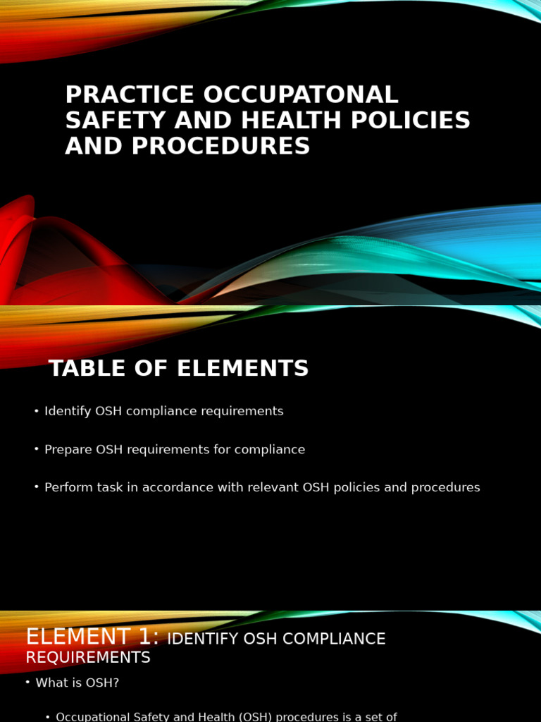 Practice Occupatonal Safety and Health Policies and Procedures | PDF ...